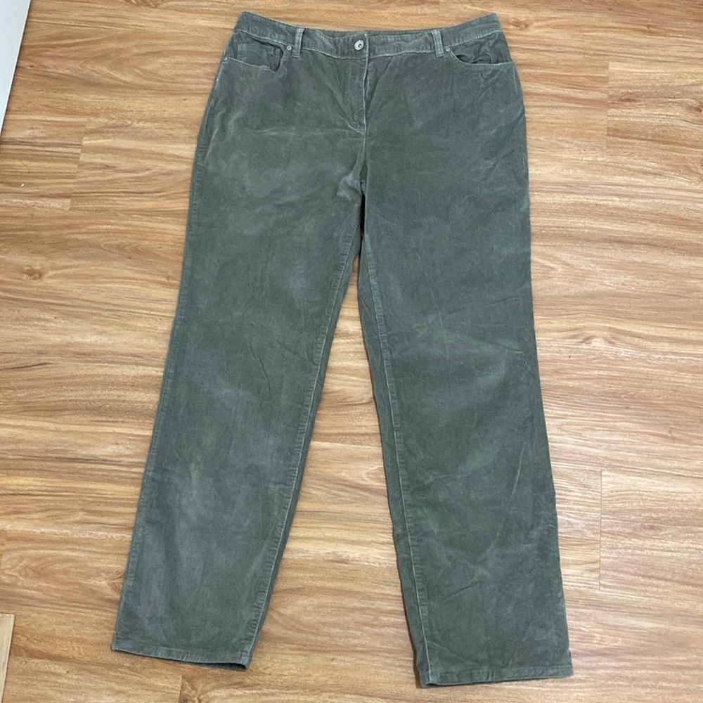 Style & Co Corduroy High Rise Olive Green Jeans Size 18 Inseam 32.5"